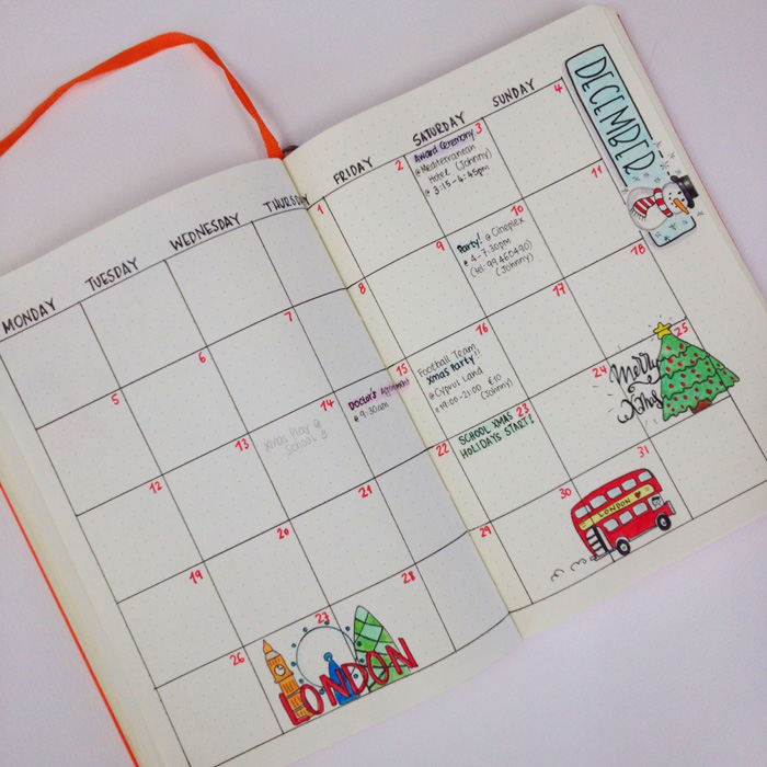 This is how I set up my Bullet Journal for December. Lots of festive headers and cute doodles! - www.christina77star.co.uk