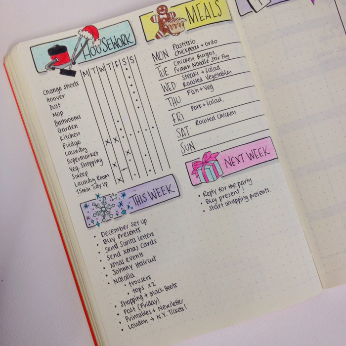 This is how I set up my Bullet Journal for December. Lots of festive headers and cute doodles! - www.christina77star.co.uk