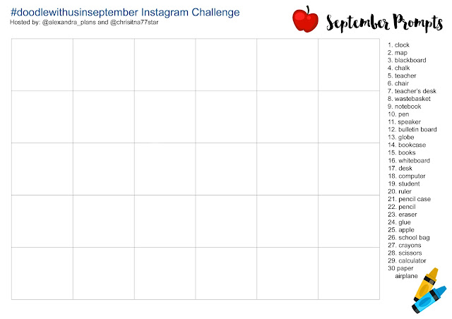 #doodlewithusinseptember Instagram Challenge with the theme 'Back to School' - www.christina77star.co.uk